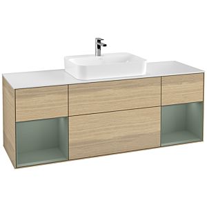Villeroy and Boch Finion Villeroy and Boch Finion G451GMPC 160cm, cover plate white matt, Emotion, shelves olive matt lacquer, Oak Veneer