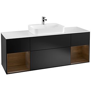 Villeroy and Boch Finion Villeroy and Boch Finion G451GNPD 160cm, white matt top, Emotion, Walnut veneer shelves, Black matt lacquer