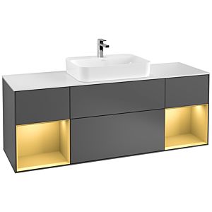Villeroy and Boch Finion Villeroy and Boch Finion G451HFGK 160cm, cover plate white matt, Emotion, shelves gold matt lacquer, anthracite matt