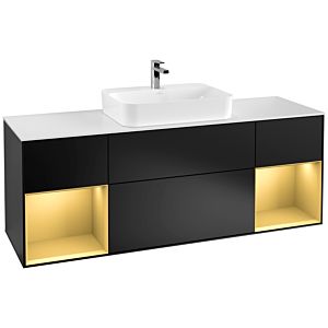 Villeroy and Boch Finion Villeroy and Boch Finion G451HFPD 160cm, cover plate white matt, Emotion, shelves gold matt lacquer, black matt lacquer