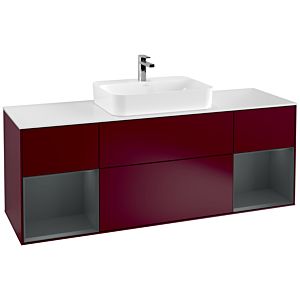 Villeroy und Boch Finion Waschtischunterschrank G451HGHB 160cm, Abdeckplatte white matt, Emotion, Regale Midnight matt lacquer, Peony Matt