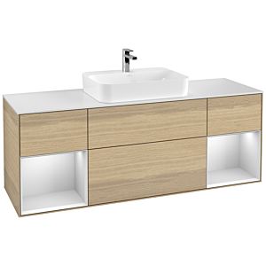 Villeroy and Boch Finion Villeroy and Boch Finion G451MTPC 160cm, cover plate matt white, Emotion, shelves matt white lacquer, Oak Veneer