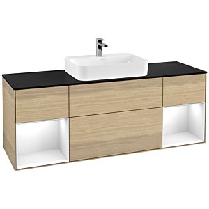 Villeroy and Boch Finion Villeroy and Boch Finion G452GFPC 160cm, cover plate black matt, Emotion, shelves Glossy white lacquer, Oak Veneer