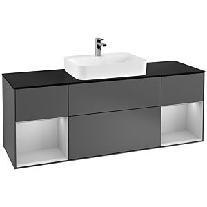 Villeroy and Boch Finion Villeroy and Boch Finion G452GJGK 160cm, cover plate black matt, Emotion, shelves Light gray matt lacquer, Anthracite matt