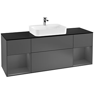 Villeroy et Boch Finion Villeroy et Boch G452GKGK 160cm, plaque de finition noir mat, Emotion, étagères Laque anthracite mat, Anthracite mat