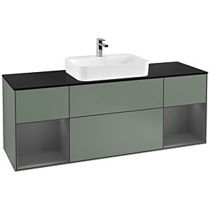 Villeroy and Boch Finion Villeroy and Boch Finion G452GKGM 160cm, black matt cover plate, Emotion, anthracite matt lacquer shelves, Olive Matt Lacquer