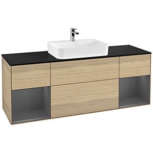 Villeroy and Boch Finion Villeroy and Boch Finion G452GKPC 160cm, cover plate black matt, Emotion, shelves Anthracite matt lacquer, Oak Veneer