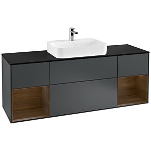 Villeroy and Boch Finion Villeroy and Boch Finion G452GNHG 160cm, black matt cover plate, Emotion, Walnut veneer shelves, Midnight Blue Matt Lacquer