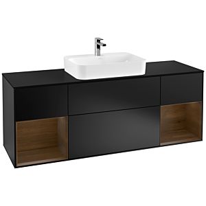 Villeroy and Boch Finion Villeroy and Boch Finion G452GNPD 160cm, black matt cover plate, Emotion, Walnut veneer shelves, Black matt lacquer