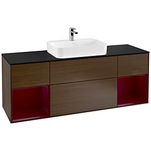 Villeroy and Boch Finion Villeroy and Boch Finion G452HBGN 160cm, black matt cover plate, Emotion, Peony matt lacquer shelves, Walnut veneer
