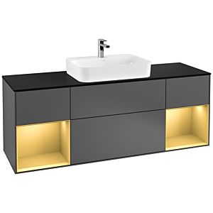 Villeroy and Boch Finion Villeroy and Boch Finion G452HFGK 160cm, cover plate black matt, Emotion, shelves gold matt lacquer, anthracite matt