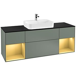 Villeroy and Boch Finion Villeroy and Boch Finion G452HFGM 160cm, cover plate black matt, Emotion, shelves gold matt lacquer, Olive Matt Lacquer