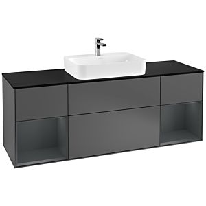 Villeroy and Boch Finion Villeroy and Boch Finion G452HGGK 160cm, cover plate black matt, Emotion, shelves Midnight matt lacquer, Anthracite matt