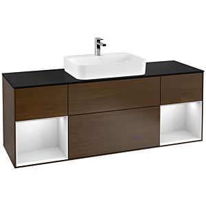 Villeroy and Boch Finion Villeroy and Boch Finion G452MTGN 160cm, black matt cover plate, Emotion, white matt lacquer shelves, walnut veneer