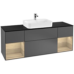Villeroy et Boch Finion Villeroy et Boch G452PCGK 160cm, plaque de finition noir mat, émotion, étagères Oak Veneer , anthracite mat
