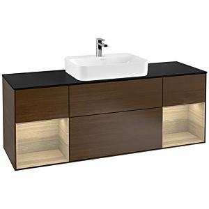 Villeroy and Boch Finion Villeroy and Boch Finion G452PCGN 160cm, black matt cover plate, Emotion, Oak Veneer shelves, Walnut veneer