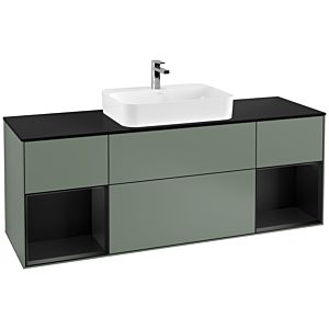 Villeroy and Boch Finion Villeroy and Boch Finion G452PDGM 160cm, black matt cover plate, Emotion, black matt lacquer shelves, Olive Matt Lacquer