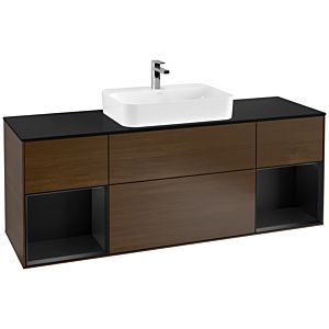 Villeroy and Boch Finion Villeroy and Boch Finion G452PDGN 160cm, black matt cover plate, Emotion, black matt lacquer shelves, walnut veneer
