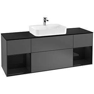 Villeroy and Boch Finion Villeroy and Boch Finion G452PHGK 160cm, cover plate black matt, Emotion, shelves Glossy black lacquer, Anthracite matt