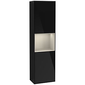 Villeroy und Boch Finion Hochschrank G460HHPH 41,8x151,6cm, links, Emotion, Regal Sand Matt Lacquer, Glossy Black Lacquer