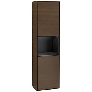 Villeroy et Boch armoire Finion G460PDGN 41.8x151.6cm, gauche, émotion, étagère laqué noir mat, placage noyer