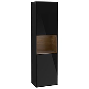 Villeroy und Boch Finion Hochschrank G470GNPH 41,8x151,6cm, rechts, Emotion, Regal Walnut Veneer, Glossy Black Lacquer