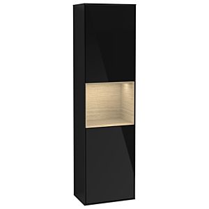 Villeroy und Boch Finion Hochschrank G470PCPH 41,8x151,6cm, rechts, Emotion, Regal Oak Venerr, Glossy Black Lacquer