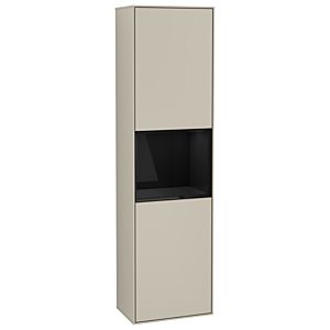 Villeroy und Boch Finion Hochschrank G470PHHH 41,8x151,6cm, rechts, Emotion, Regal Glossy Black Lacquer, Sand Matt Lacquer