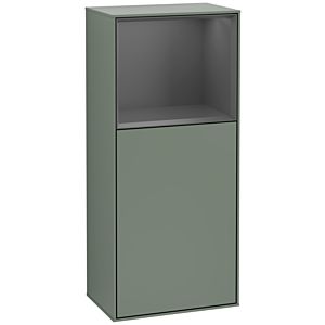 Villeroy and Boch Finion side cabinet G500GKGM 41.8x93.6cm, left, emotion, shelf above Anthracite Matt , Olive Matt Lacquer