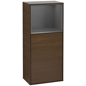 Villeroy et Boch Finion armoire latérale G500GKGN 41.8x93.6cm, gauche, émotion, plateau étagère anthracite mat, placage noyer