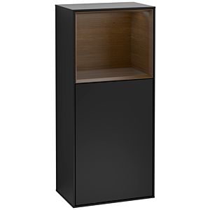 Villeroy und Boch Finion Seitenschrank G500GNPD 41,8x93,6cm, links, Emotion, Regal oben Walnut veneer, Black matt lacquer