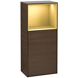 Villeroy and Boch Finion side cabinet G500HFGN 41.8x93.6cm, left, emotion, shelf above gold matt, walnut veneer