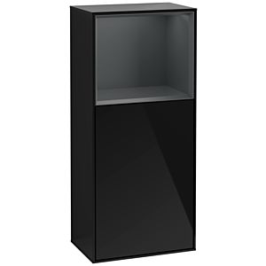 Villeroy und Boch Finion Seitenschrank G500HGPH 41,8x93,6cm, links, Emotion, Regal oben Midnight Blue Matt, Glossy Black Lacquer