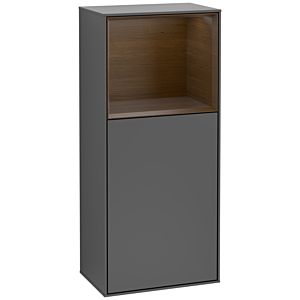 Villeroy et Boch Finion armoire latérale G510GNGK 41.8x93.6cm, droite, émotion, plateau en placage de noyer, anthracite mat