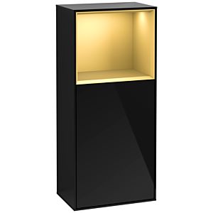Villeroy und Boch Finion Seitenschrank G510HFPH 41,8x93,6cm, rechts, Emotion, Regal oben Gold Matt, Glossy Black Lacquer