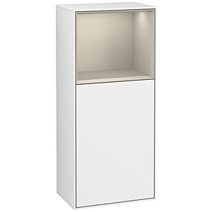 Villeroy und Boch Finion Seitenschrank G510HHGF 41,8x93,6cm, rechts, Emotion, Regal oben Sand Matt, Glossy white lacquer