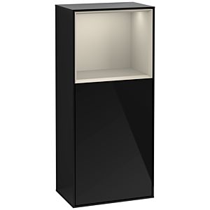 Villeroy und Boch Finion Seitenschrank G510HHPH 41,8x93,6cm, rechts, Emotion, Regal oben Sand Matt, Glossy Black Lacquer