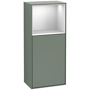 Villeroy and Boch Finion side cabinet G510MTGM 41.8x93.6cm, right, emotion, shelf above White Matt , Olive Matt Lacquer