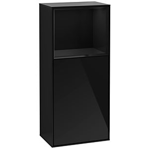 Villeroy und Boch Finion Seitenschrank G510PHPH 41,8x93,6cm, rechts, Emotion, Regal oben Glossy Black, Glossy Black Lacquer
