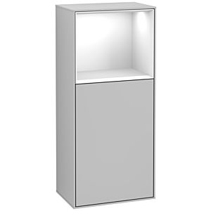 Villeroy und Boch Finion Seitenschrank G530GFGJ 41,8cm, rechts, Ladestation, Emotion, Regal Glossy white lacquer, Light grey matt