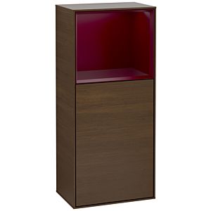 Villeroy und Boch Finion Seitenschrank G530HBGN 41,8cm, rechts, Ladestation, Emotion, Regal Peony Matt Lacquer, Walnut veneer