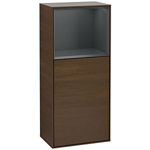 Villeroy und Boch Finion Seitenschrank G530HGGN 41,8cm, rechts, Ladestation, Emotion, Regal Midnight Blue Matt Lacquer, Walnut veneer