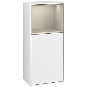 Villeroy und Boch Finion Seitenschrank G530HHGF 41,8cm, rechts, Ladestation, Emotion, Regal Sand Matt Lacquer, Glossy white lacquer