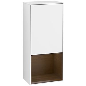 Villeroy and Boch Finion side cabinet G540GNGF 41.8cm, left, emotion, shelf below walnut veneer, glossy white lacquer