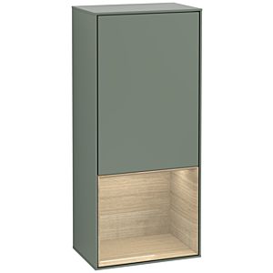 Villeroy and Boch Finion side cabinet G540PCGM 41.8cm, left, emotion, shelf below Oak Veneer , Olive Matt Lacquer