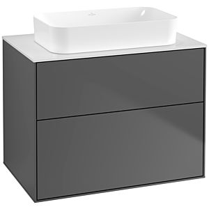 Villeroy und Boch Finion Waschtischunterschrank G63100GK 80x60,3x50,1mm, Wandbeleuchtung, Glass White Matt, Anthracite matt