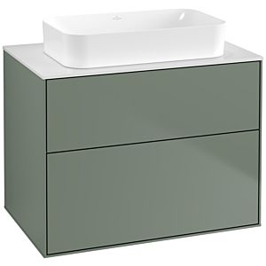 Villeroy und Boch Finion Waschtischunterschrank G63100GM 80x60,3x50,1mm, Wandbeleuchtung, Glass White Matt, Olive Matt Lacquer