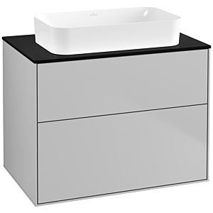 Villeroy und Boch Finion Waschtischunterschrank G63200GJ 80x60,3x50,1mm, Wandbeleuchtung, Glass Black Matt, Light grey matt
