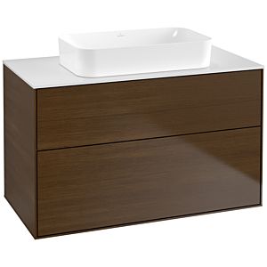 Villeroy und Boch Finion Waschtischunterschrank G64100GN 100x60,3x50,1mm, Wandbeleuchtung, Glass White Matt, Walnut veneer