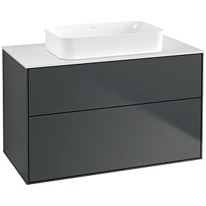 Villeroy und Boch Finion Waschtischunterschrank G64100HG 100x60,3x50,1mm, Wandbeleuchtung, Glass White Matt, Midnight Blue Matt Lacquer